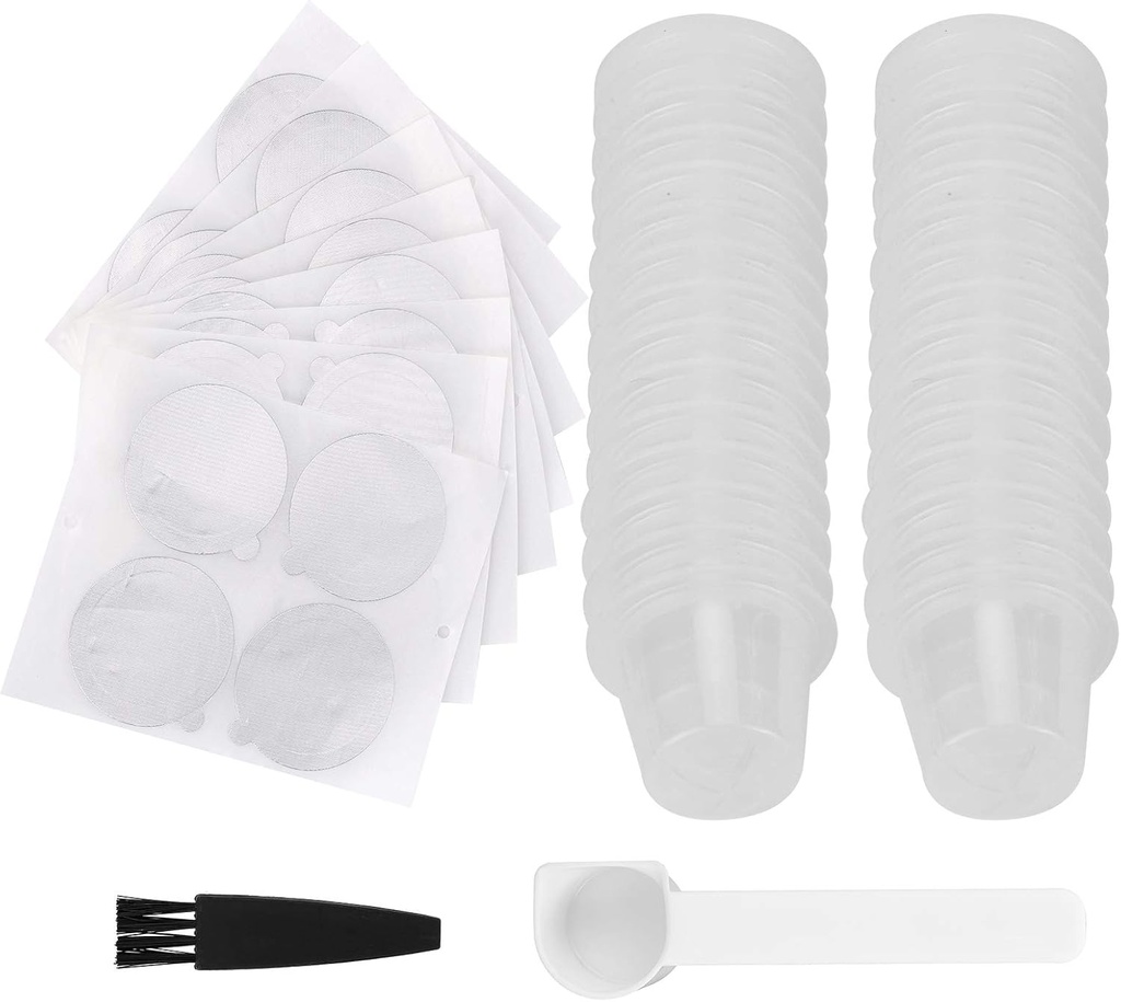 Coffee Capsule Set, Refillable Coffee Pods, Coffee Powder Filter Cup Kit with Aluminum Foil Paper Spoon Brush for Coffee Machine