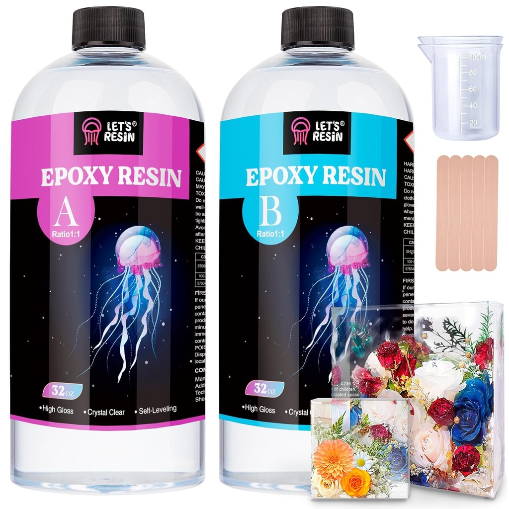 LET'S RESIN 1/2 Gallon Casting Epoxy Resin,Bubble Free & Crystal Clear Epoxy Kit,2 Part Resin and Hardener for Jewelry Making,Crafts,Art