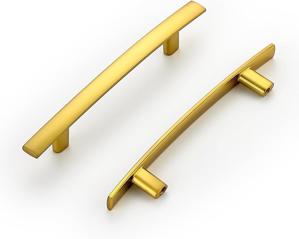Ravinte 15 Pack Cabinet Handles Brushed Brass Cabinet Pulls Kitchen Cabinet Handles,Curved Drawer Pulls in 6 Inch Length with 3.75 Inch Hole Center Arch Kitchen Cabinet Hardware