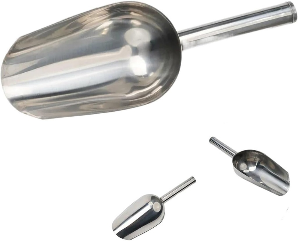 metal scoop,scoops for food， 1 PCS Stainless Steel Ice Scoop Party Bar Buffet Kitchen Sugar Flour Dry Goods Shovel Bar Food Measuring Scoop Shovel(11 inch)