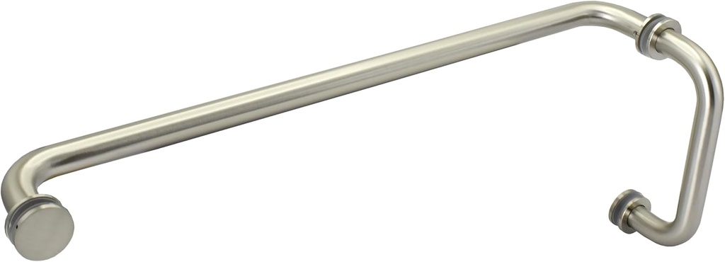 6" Pull Handle 18" Towel Bar Combo for Shower Doors – Modern Brushed Nickel, Brass Tubing, Easy Glass Mounting for Tempered Glass (1/4" to 1/2") – Durable Bathroom Hardware