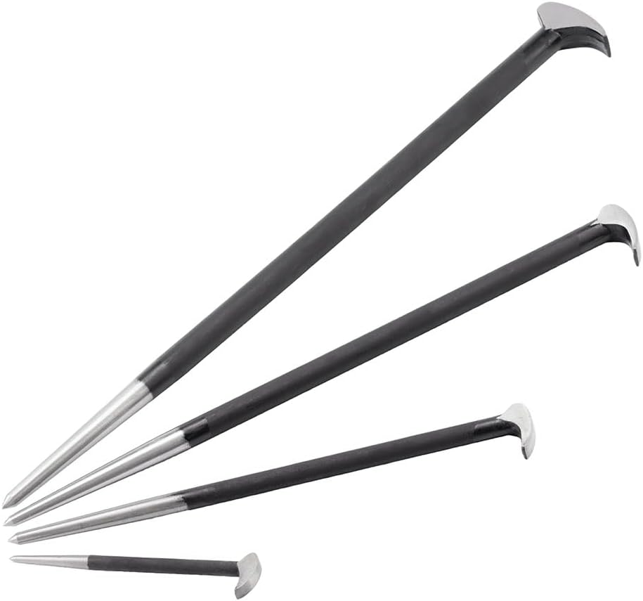 MichaelPro 4-Piece Heavy-Duty Rolling Head Pry Bar Set - 6'', 12'', 16'', 20'' Pry Bars for Automotive Aligning, Prying, Repair, Maintenance, and DIY Projects | MP009105