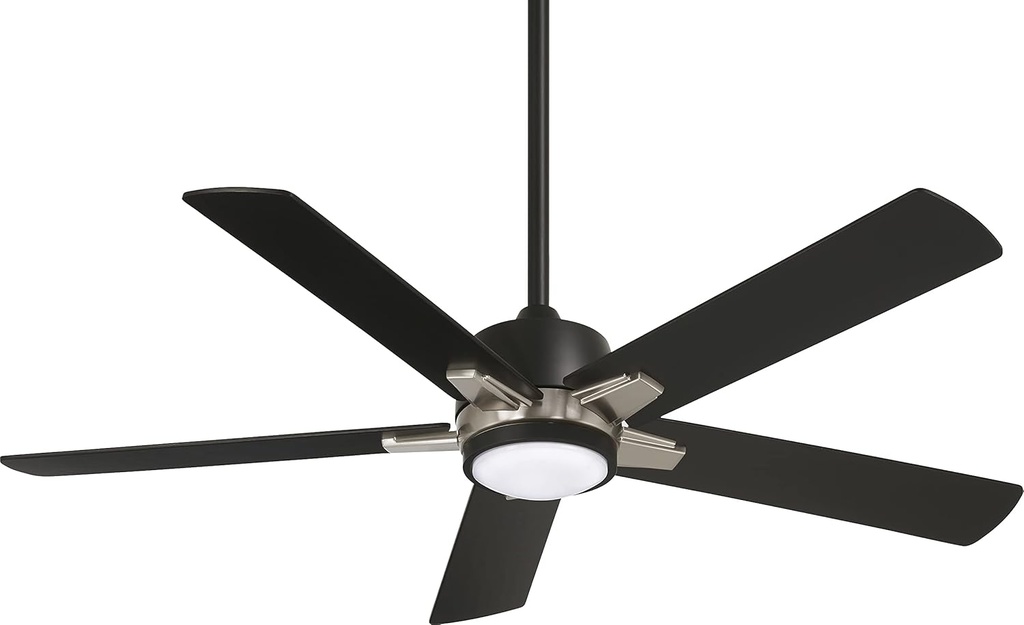 MINKA-AIRE F619L-CL/BN Stout 54" Ceiling Fan with LED Light and Remote Control in Coal/Brushed Nickel Finish