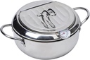 Stainless Steel Deep Fryer with Basket & Thermometer, 304 Non Toxic Oil Pot for Healthy Frying, Induction Compatible Tempura Fry Pot for Chicken Chips, Easy Clean Mirror Polished Surface