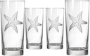 Rolf Glass Starfish Highball Cooler Glass | 15oz Coastal Glassware | Set of 4 | Engraved Lead-Free Highball Glasses | Made in the USA