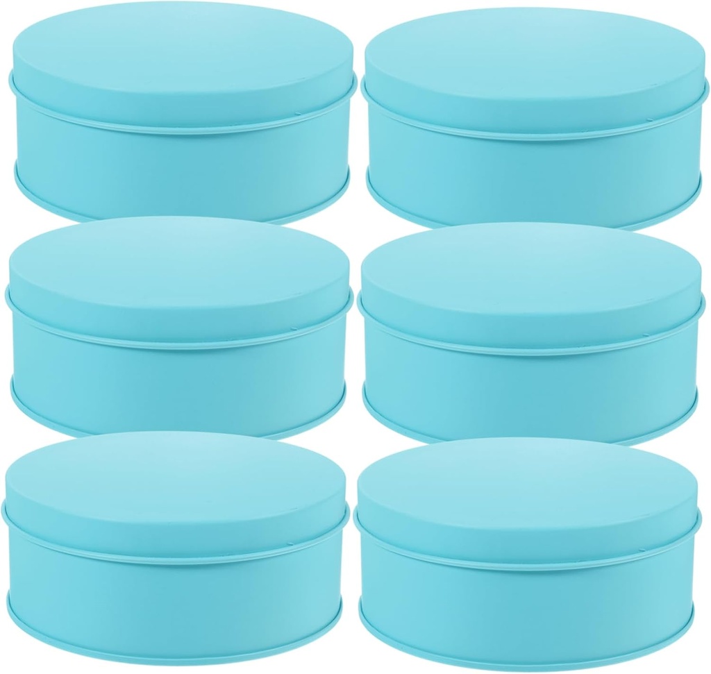 PRETYZOOM 6pcs Round Metal Cookie Jar Biscuit Storage Box Cake Tins Lids Fresh Cookie Tins for Giving
