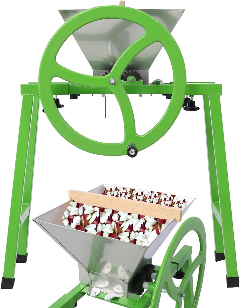 Fruit and Apple Crusher-7L Manual Juicer Grinder,with Wheel Portable Fruit Scratter Pulper for Wine and Cider Pressing Stainless Steel,1.8 Gallon (Bracket Disc)