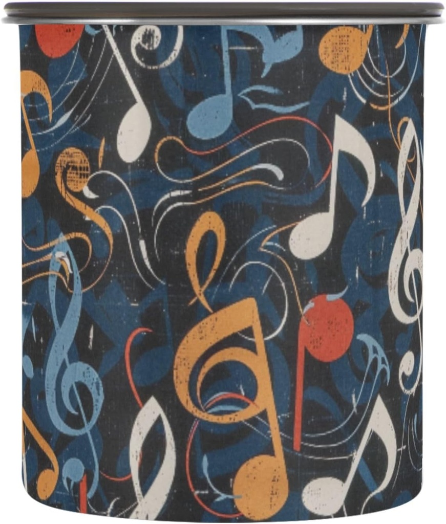 ALAZA Music Note Musical Airtight Coffee Bean Canister 30oz Food Storage Containers with Lids For Gournd, Tea, Sugar, Flour, Rice, Cereal, Candy Cookie Jar