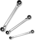 4 IN 1 Ratcheting Wrench Set, Reversible Ratchet Wrench Set Double Tool Box Set Metric 8-19mm 3 Pieces
