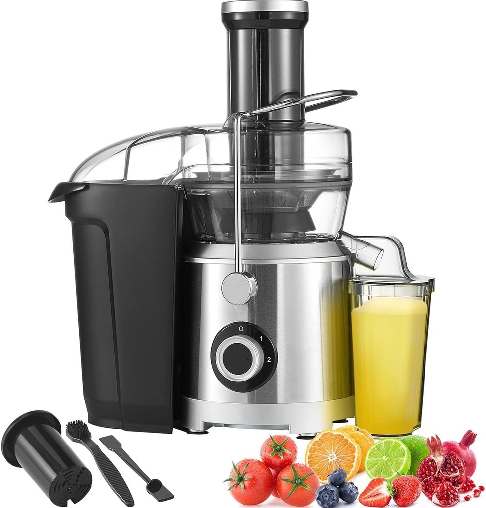1000W Motor Centrifugal Juice Extractor Big Mouth 3-inch Feed Chute 2 Speeds Juice Maker Stainless Steel BPA Free Easy Clean for Fruits and Vegetables