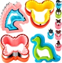 Sandwich Cutter and Sealer for Kids 10PCS Large Bread Sandwich Decruster Pancake Maker Cookies Fruits Vegetables Shaped Cutters for Lunch Bento Box Dinosuar Mickey Butterfly Unicorn Heart Star flower