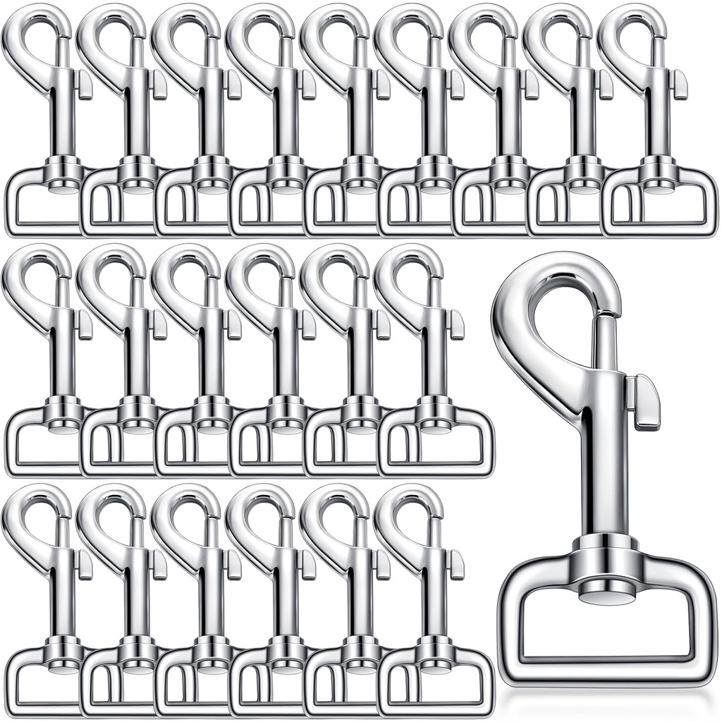 Therwen 24 Pcs Swivel Snap Hooks for Dog Leash Heavy Duty 2.76 Inch Flag Clasp Single Ended Clip Hooks Multipurpose Bolt Snap for Keychain Camera Strap Linking Pet Leash(Delicate Style,1")