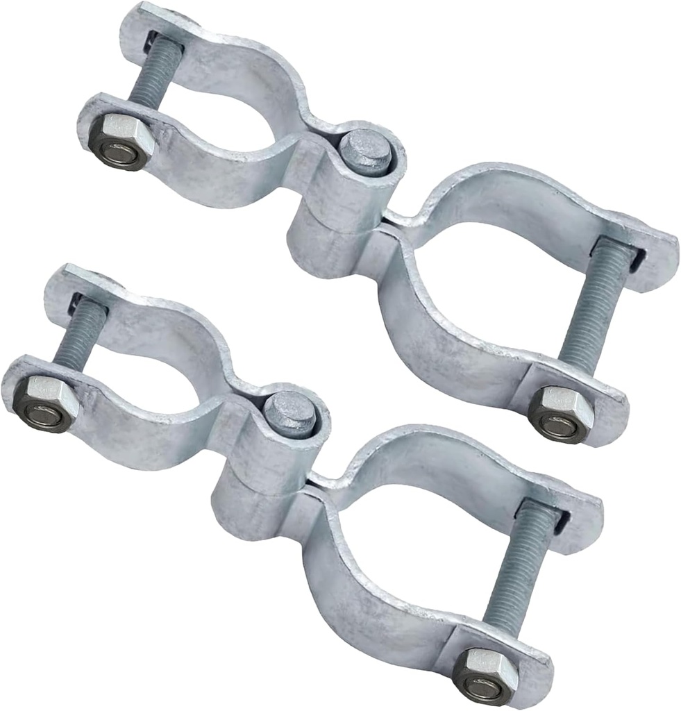 2 Pack 1-3/8" x 2-3/8" Chain Link Fence Gate Hinge Kit, Galvanized Steel Gate Hinges, Heavy Duty with 2 PCS 1-3/8" Frame Hinge and 2 PCS 2-3/8" Post Hinge, Bolts & Nuts Included