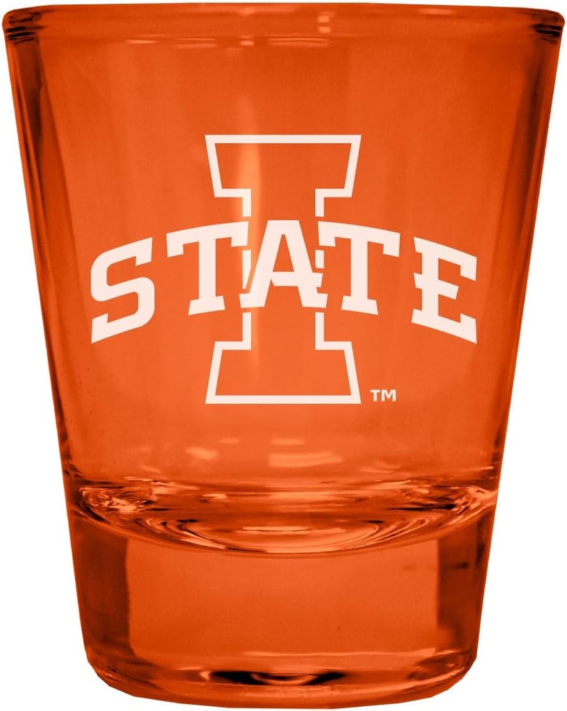 R and R Imports Iowa State Cyclones Engraved Full Color 2 oz Shot Glass Orange Officially Licensed Collegiate Product 2-Pack