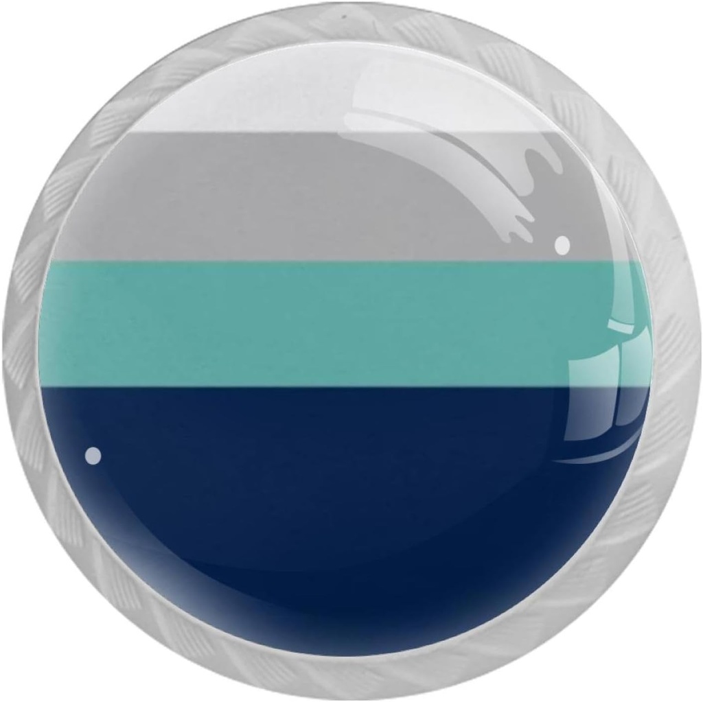 Navy Gray Teal Stripes Modern Simple 4 Pcs White Glass Drawer Knobs Dresser Knobs Pulls Door Knobs Handles for Kitchen Wardrobe Cupboard Hardware Furniture