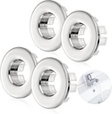 Thinp 4 Pack Sink Overflow Ring, Round Overflow Sink Hole Cover Basin Trim Drain Cover Insert for Bathroom Bathtub Kitchen Sink Hole with Ø 22-26mm Opening (Silver)