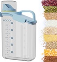 Rice container storage tank, kitchen storage container, sealed food storage, sealed design measuring cup. With pouring port, suitable for oatmeal, grains, rice, flour (blue, 2800ML)