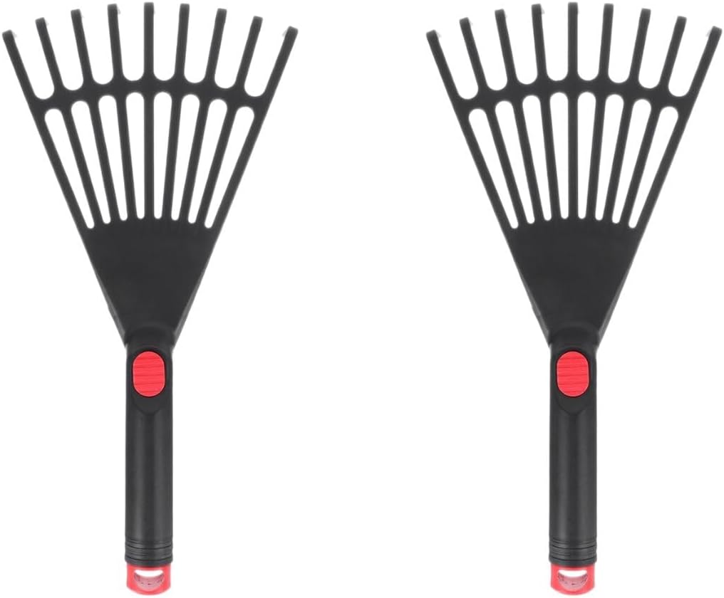 2Pcs Plastic Leaf Rake with Handle for Garden, Lawn, and Beds - Lightweight Gardening Tool for Collecting Leaves, Grass, and Debris