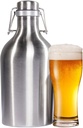 Stainless Steel Beer Growler - 64 Oz. Bottle with Secure Swing Top Lid for Freshness - Best Quality Growlers - Food Safe - Plastic Free