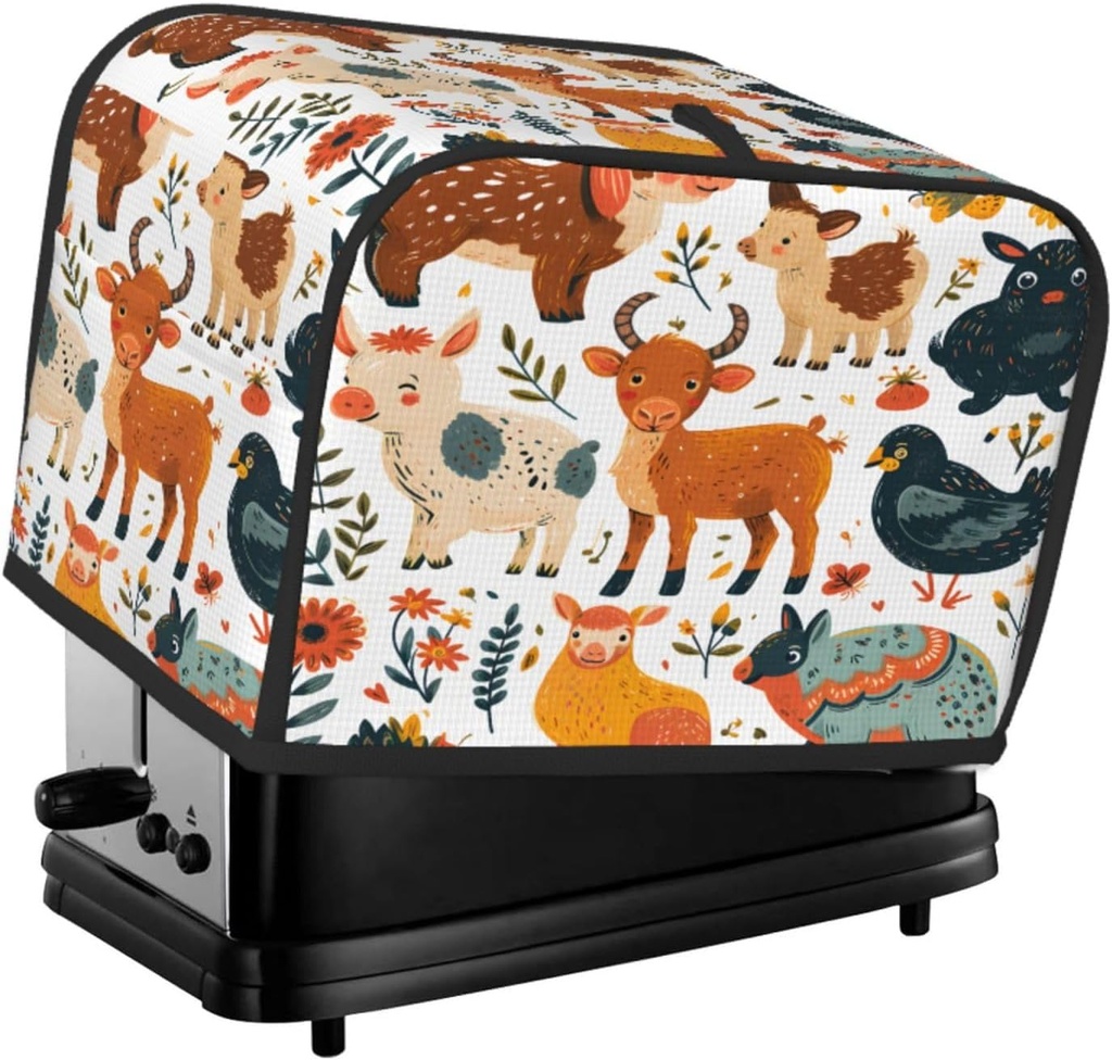 Toaster Cover 2 Slice Animal Cow Sheep Rabbit Toaster Cover Waterproof Kitchen Small Appliance Covers Microwave Oven Dust-Proof Bread Cover, Women Gift