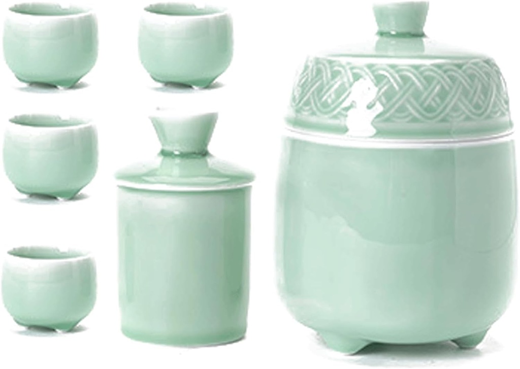 Porcelain Pottery Ceramic Crafts Sake Glasses Sake Set Traditional Sake Cup Japanese Sake Pot Set with Keep Warm Pot