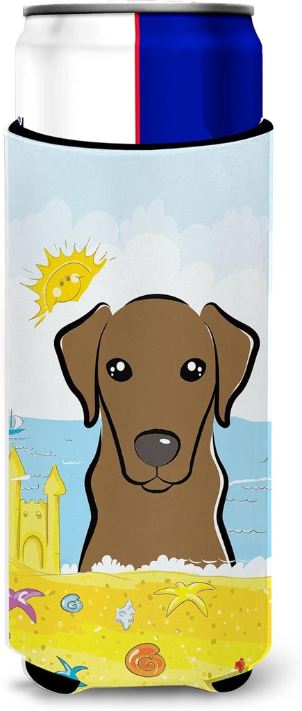 Caroline's Treasures "Chocolate Labrador Summer Beach Michelob Ultra Koozies for Slim Cans, Multicolor