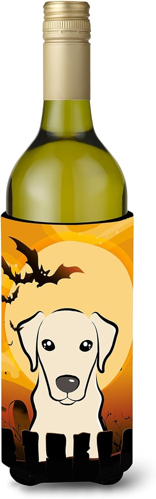 Caroline's Treasures BB1780LITERK Halloween Yellow Labrador Wine Bottle Hugger Bottle Cooler Sleeve Hugger Machine Washable Collapsible Insulator Beverage Insulated Holder