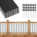 100 Pack 32" x3/4" Black Aluminum Deck Balusters – Square Spindles for Wood & Composite Decks, Railings, Stairs & Porches - Black