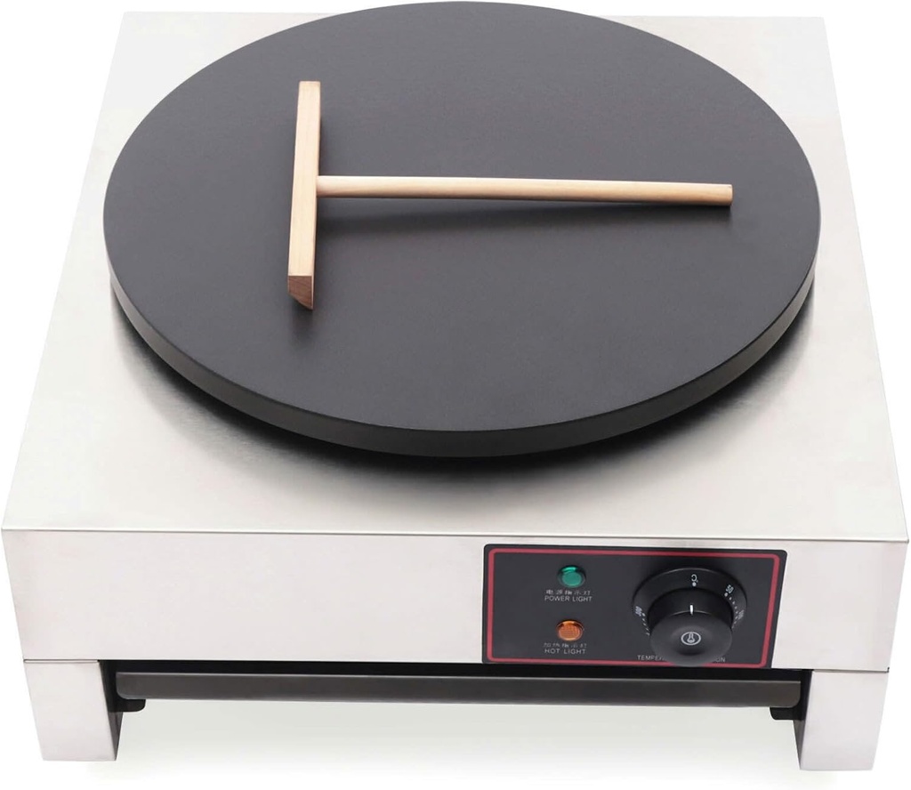 Commercial Crepe Maker, 1700W 16" Non-Stick Electric Crepe Machine Griddle Machine Baking Pancake Electric Crepe Pan Adjustable Temperature w/Spatula for Blintzes, Eggs, Tortilla