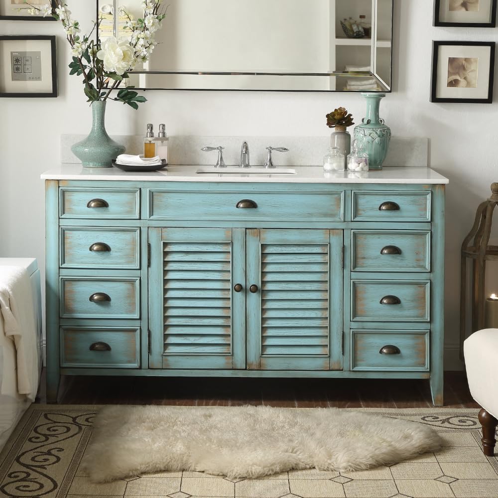 60” Cottage look Single Sink Abbeville Bathroom Sink vanity Model CF-66323BU-60