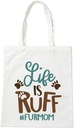 Life is Ruff Cotton Canvas Tote Bag,Shoulder Bag,Women Tote Reusable Grocery Shopping Bags Suit for Gift,Accept Custom Patterns