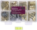 Picture Hangers, Picture Hanging Kit, 225pcs Heavy Duty Frame Hooks Hardware with Nails, Hanging Wire, Screw Eyes, D Ring and Sawtooth for Wall Mounting