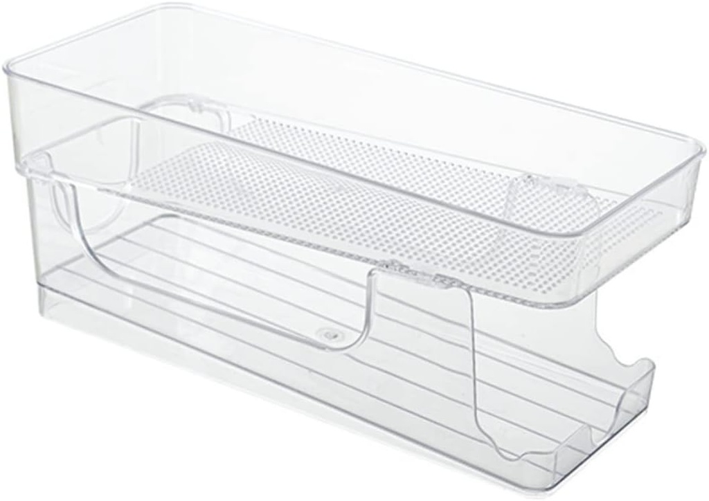 PRETYZOOM Double Storage Box Soda Fridge Organizer Stackable Can Accessory for Household Soda Holder Pet Material Capacity