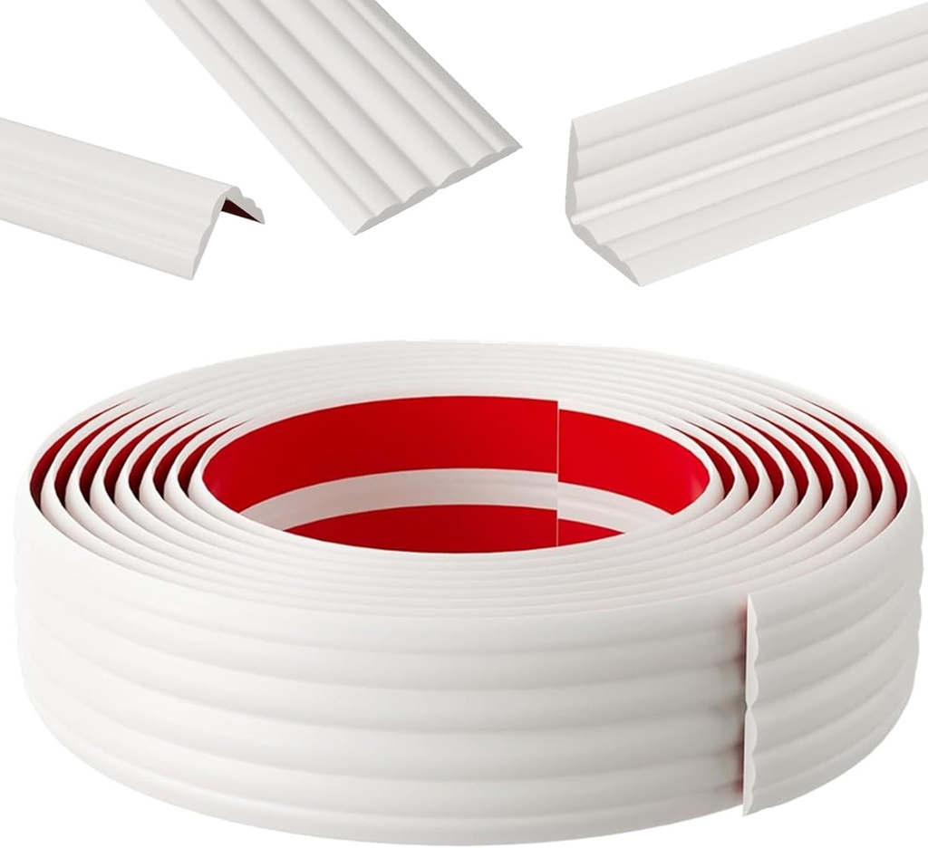 Wall Corner Protector Trim, 20 Feet x 1.5 In Self-Adhesive Ceiling Trim, Flexible Peel and Stick Corner Molding Inside Outside Wall Guard Trim for Table Edge Door Frame Countertop Home Decor