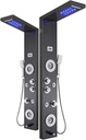 ELLO&ALLO Stainless Steel Shower Panel Tower LED Head Shower Faucet Rain Massage System with Body Jets, Black