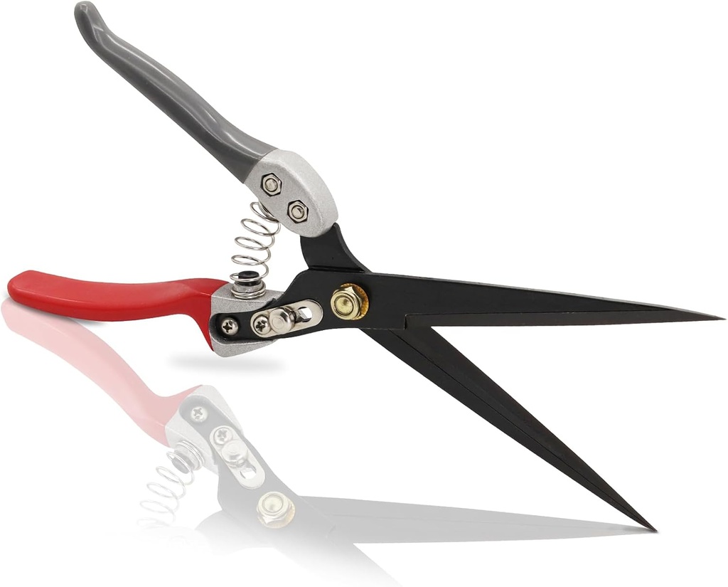 Hand Wool Shearing Shear Extra Long Gardening Pruning Shears Coated Wear-Resistant Handle Stainless Steel Double Blade Suitable For Cattle And Sheep Horse and Trimming Plants Grass (Red and Grey)