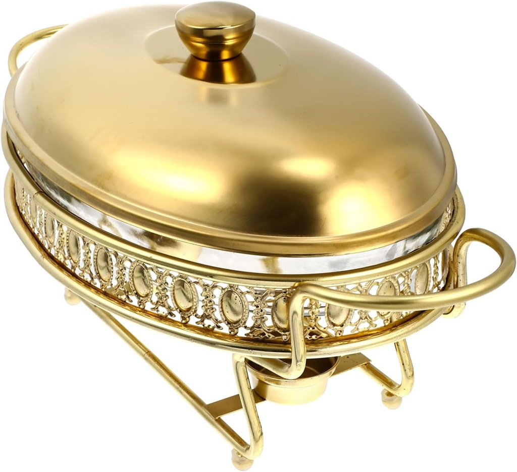 ABOOFAN Buffet Stove Food Heating Container Gold Electric Warming Tray Temperature Settings Portable Buffet Furnace for Restaurant for Parties and Catering