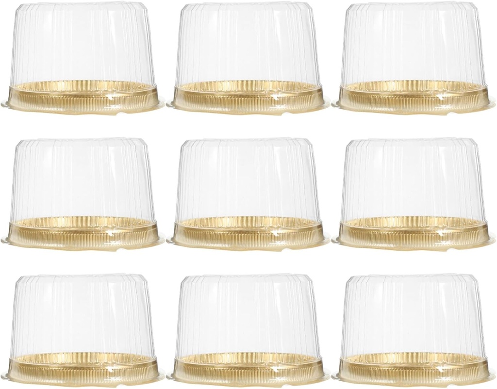Yardwe 10Pcs Plastic Cake Containers with Lid Disposable Cake Carriers Round Cake Server for Home Bakery 16.5cm