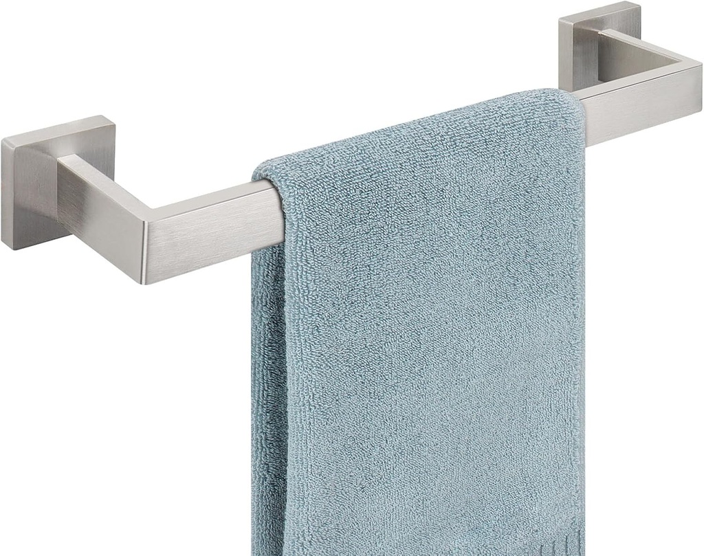 HarJue Towel Bar for Bathroom, 16 Inch Stainless Steel Bath Towel Rack Wall Mounted Towel Holder Hardware Accessory (Brushed Nickel)