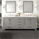 Eviva Aberdeen 84 in. Gray Double Sink Bath Vanity with Carrara Quartz Top and Undermount Porcelain Sinks