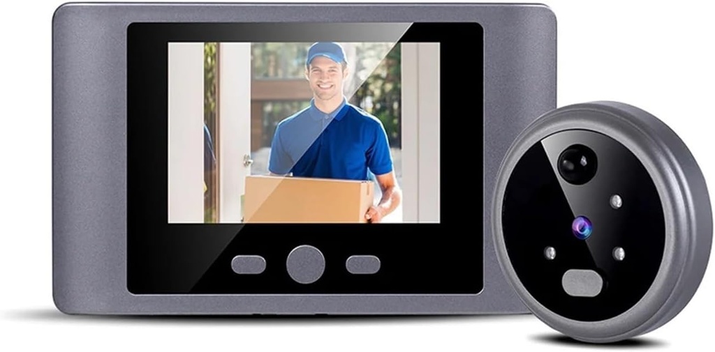 Doorbell 2.8in LCD Screen Smart Wireless Door Viewer Camera PIR Motion Detection 90° Wide Angle Night Vision Door Bell(Grey No Card)