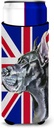 Black Great Dane with English Union Jack British Flag Ultra Beverage Insulators for slim cans