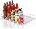 Drink Organizer for Mini Fridge,12oz 16oz 20oz - Soda Can Dispenser for Refrigerator,Width Adjustable,Automatic Pusher Glide (White (Mini 12.2"D), 12.2"D 5ROW, Holds 20 Cans)