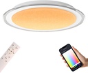 1-Pack, 16 inch Smart LED Music Ceiling Light with Bluetooth Speaker, Compatible with Alexa & Google Home, Color Changing RGB Dimmable Light for Living Room, Bedroom, Kitchen