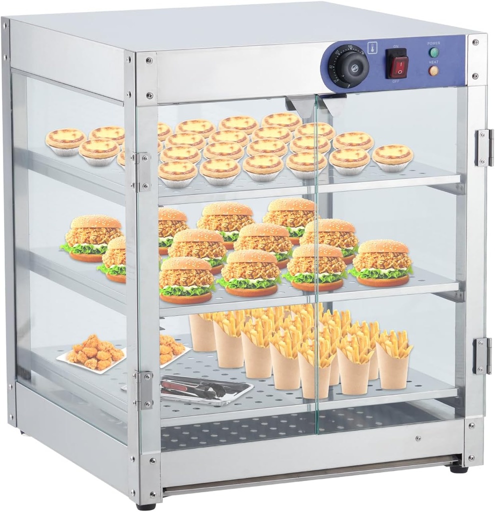 20 Inch 3-Tier Stainless Steel Food Warmer Cabinet - Commercial Grade Insulated Catering Station for Restaurants, Buffets & Parties