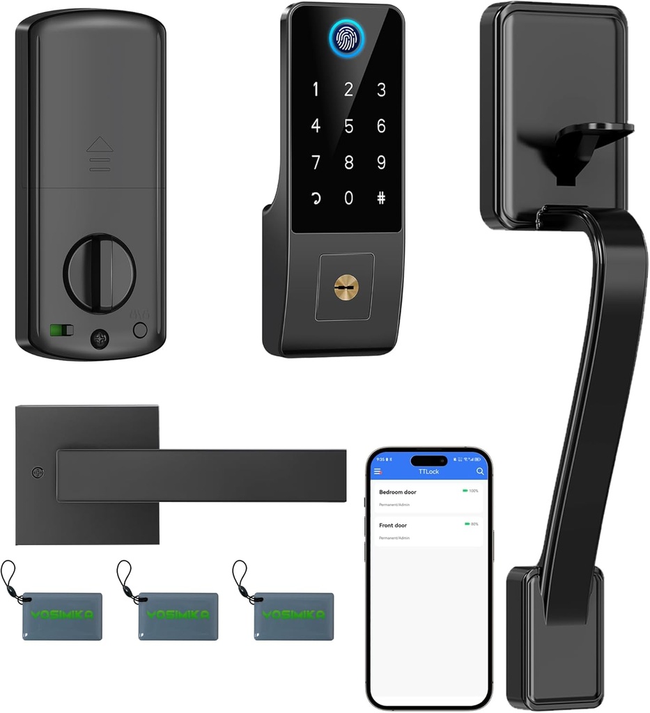 Smart Fingerprint Door Lock with Keypad – Keyless Entry Deadbolt for Front Door, Smart Door Locks for Front Door,App Control, Auto Lock,Easy Installation,Matte Black