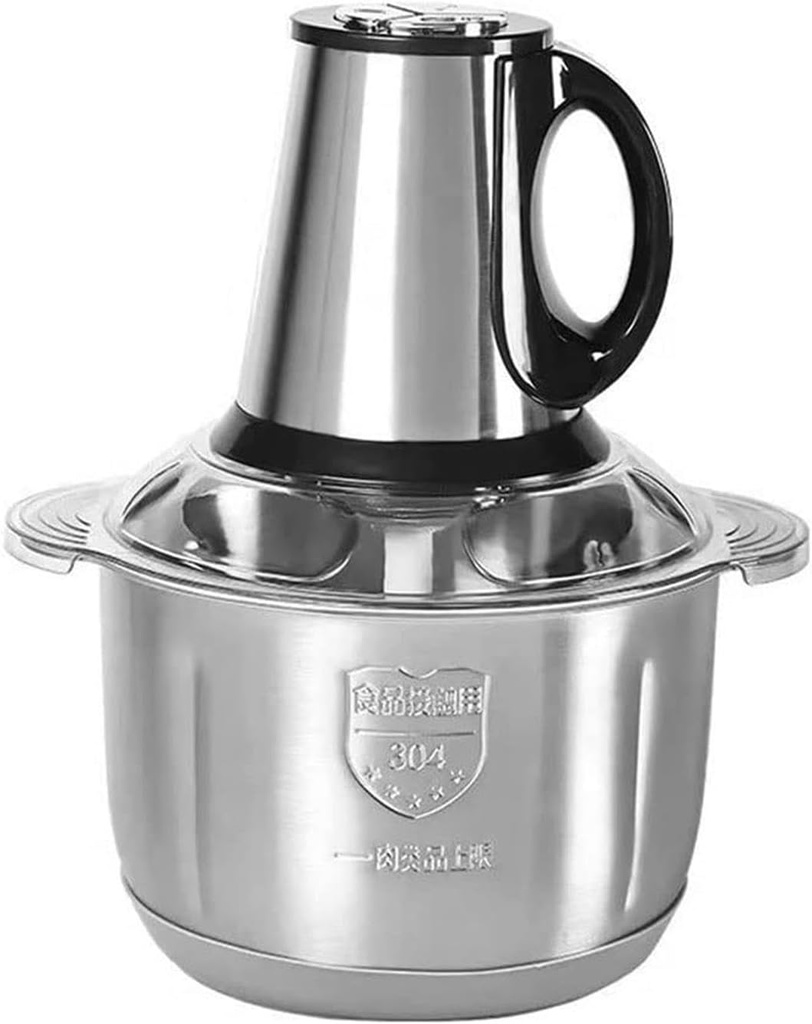 Electric Food Chopper with 5 Liter Stainless Steel Bowl Food Processor Featuring Stainless Steel Blades and 3 Speed Settings for Grinding Meat Vegetables Onions and Garlic