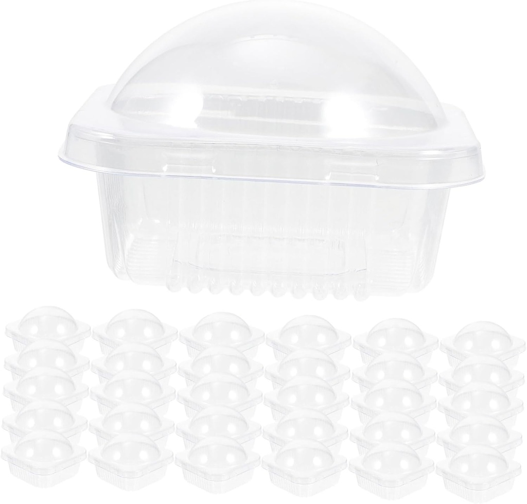 50pcs Cupcake Transport Containers Plastic Dessert Cups Lids Single Cupcake Carrier Boxes for Parties Baking Supplies