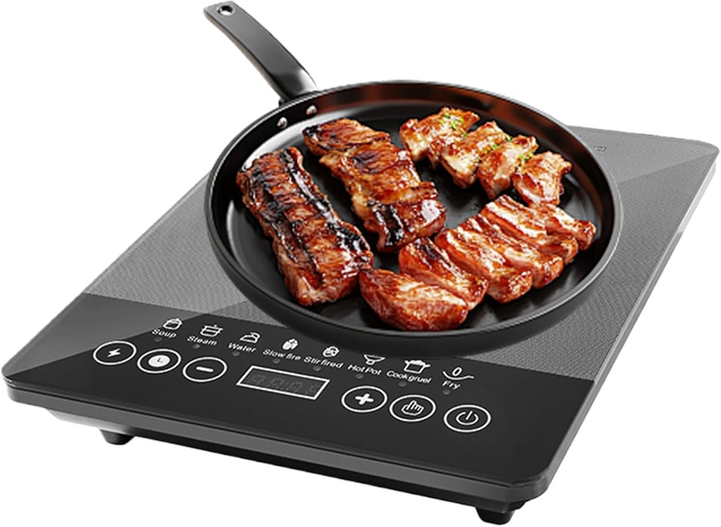 Portable Induction Cooktop For Home Offices Camping 100W-2200w, 110V-220V Induction Burner Countertop Stove, Hot Plate Single Burner Electric Cooktop, Rapid And Even Heating, Overheat Protection