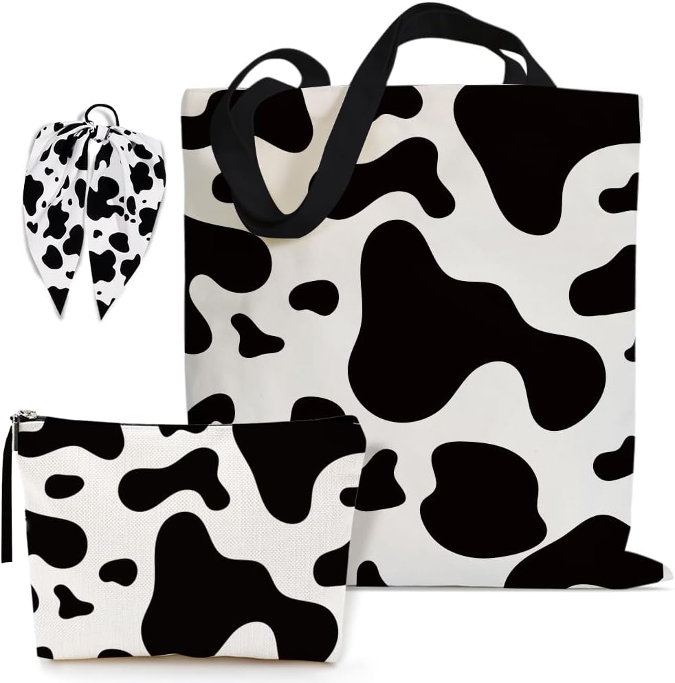 Canvas Aesthetic Tote Bag Gift for Women Cute Tote Bag Reusable tote bag with Book Marks and Makeup Bag Birthday Gift